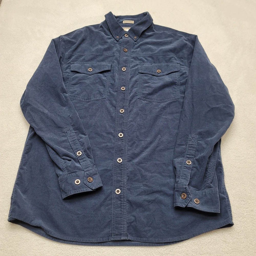 Duluth Trading Untucked Corduroy Shirt Mens Large Tall Blue Button Down 23131